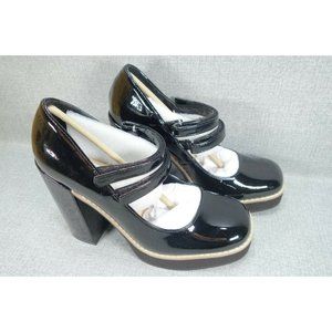 Steve Madden Platform Heels Women Size 9 Black Patent Mary Jane Closed Toe